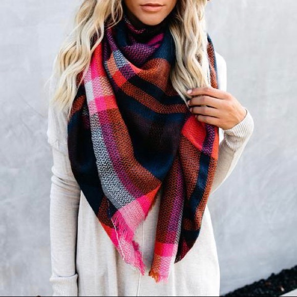 🔸🔹Autumn Sunset🔸🔹 Plaid Blanket Scarf - Picture 4 of 6